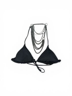 Black Triangle Festival Bikini Top VS Vintage Back Chain Y2K Rare Small